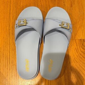 Aerie Sky Blue Buckle Slide Sandals